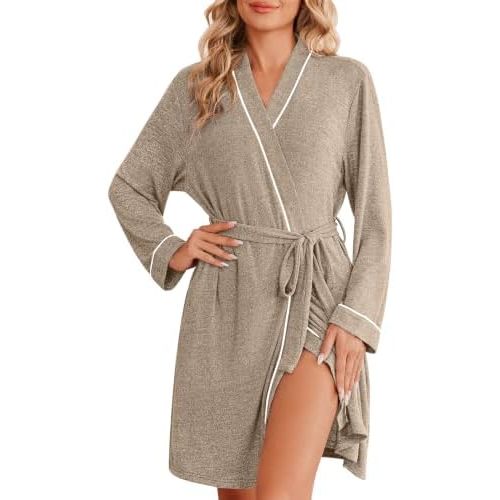 Ekouaer Robes for Women Long Sleeve Bathrobe Lightweight Soft Kimono Robes Ladies Casual Sleepwear with Pockets