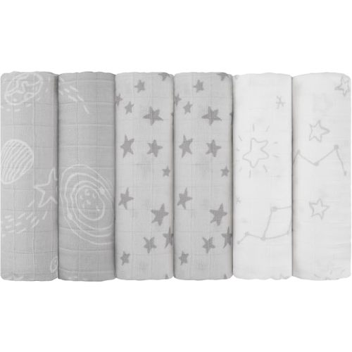 Maiton Muslin Swaddle Blankets for Newborn, 6-Pack Breathable Receiving Blanket (27" x 27") Soft Baby Blankets for Girls and Boys, Baby Burp Cloths with 3-Layer Cotton Design for Infant Wrap(Universe)