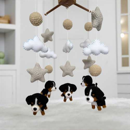 Crochet Bernese Mountain Dog Baby Mobile: Nursery Decor