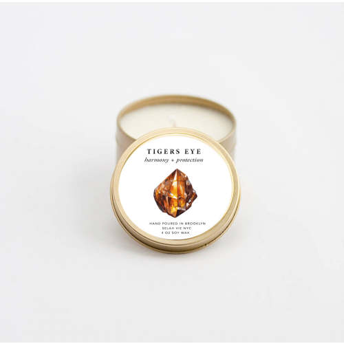 Tigers Eye Crystal Candle