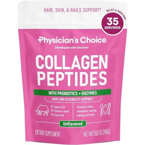 Physician's CHOICE Collagen Peptides Protein Powder, Grass Fed, 35 Servings