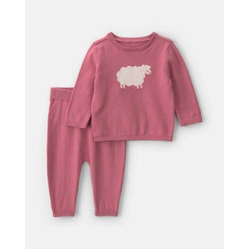 Baby Girl 2-Piece Sheep Long-Sleeve Top & Pant Set - Pink | Carter's
