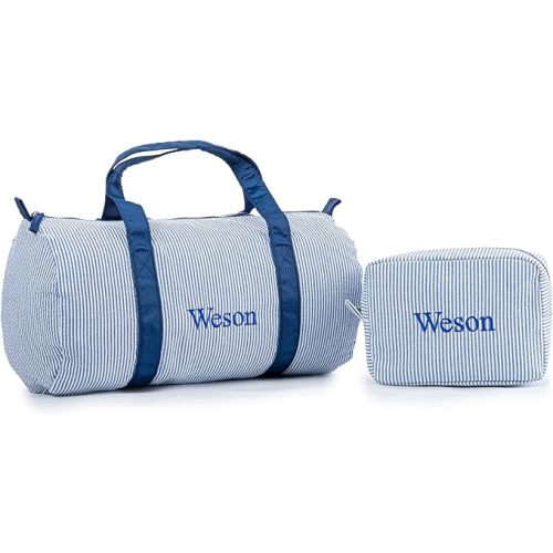 MT WORLD Personalized Kids Duffle Bag,Seersucker Travel Bag & Cosmetic Bag,Toddler Dance Bag, Seersucker Weekender Bag,Small Personal Items Bags