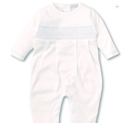 Hand Smocked CLB Charmed White/Blue Footie