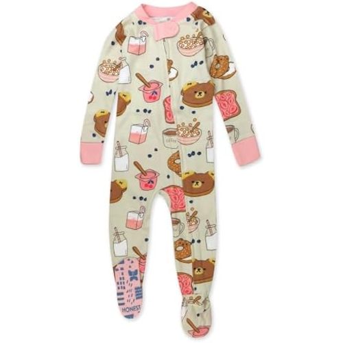 HonestBaby baby-girls Non-slip Footed Pajamas One-piece Sleeper Zip-front Pjs 100% Organic Cotton for Baby Girls
