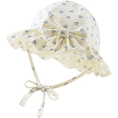 Bow Baby Girls Summer Hat Flower Toddler Girls Sun Hat Cotton Breathable Infant Hat