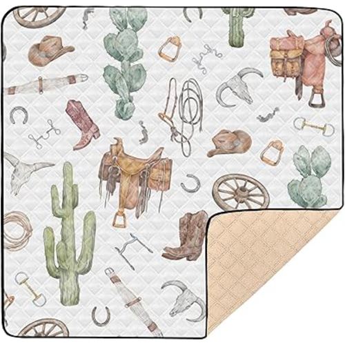 Western Style Soft Padded Baby Playmat for Floor Portable Activity Entertainment Mat for Baby Toddler Infant, 50'' x 50''