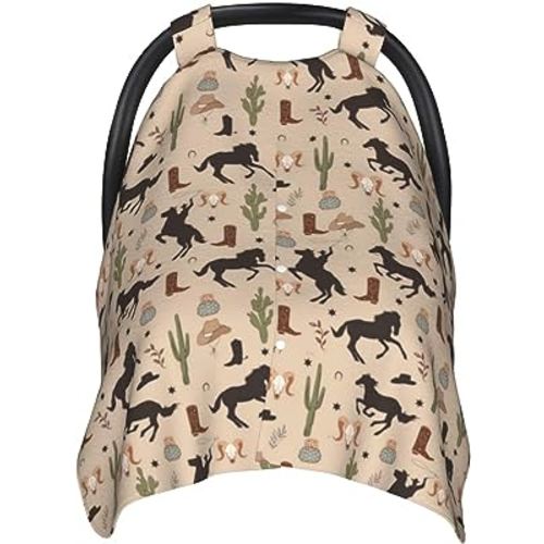 Mcewoel Western Car Seat Cover for Baby in Winter Summer, Nursing Cover for Mom, Western Gifts Baby Stuff for Boys Girls Shower