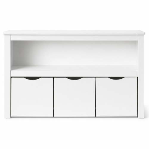 Free Shipping! Your Zone Kids Toy Storage Cabinet with Three Rolling Bins, White Finish, Safety and Organization
