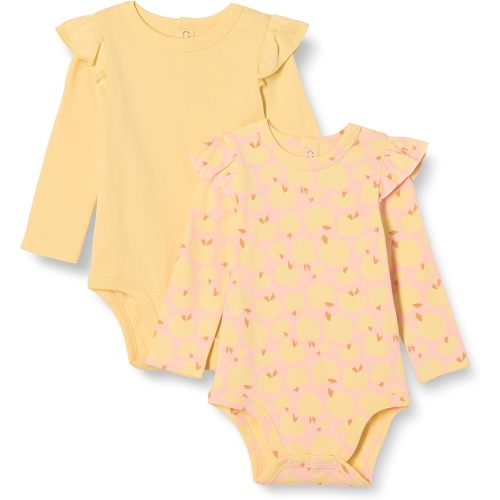 Amazon Essentials Baby Girls' Long-Sleeved Ruffle Bodysuits, Pack of 2