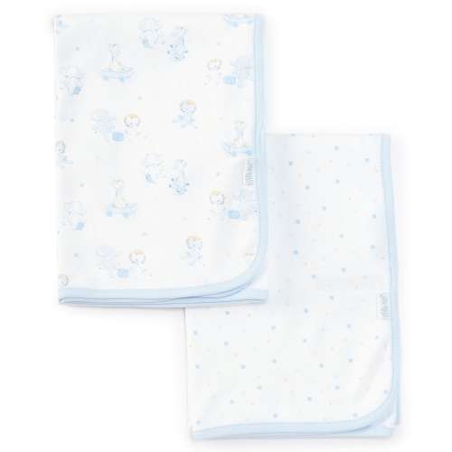 Little Me Snuggly Safari Print/Printed Receiving Blanket 2-Pack