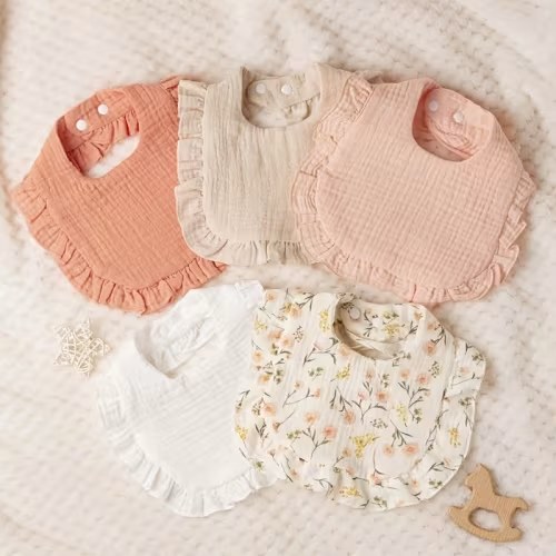 5pcs soft breathable bibs floral bibs baby gauze - Temu
