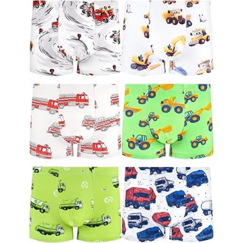 Boys Underwear, Soft Cotton Tagless Boxer Briefs, 6-Pack, 2T-12Y