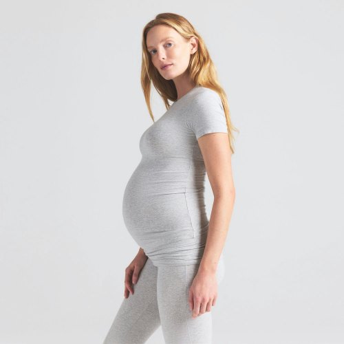 COTTON JERSEY MATERNITY T-SHIRT | LIGHT HEATHER GREY | SKIMS