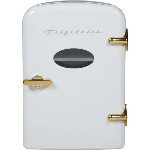 9-Can Retro Mini Fridge Cooler - White and Gold