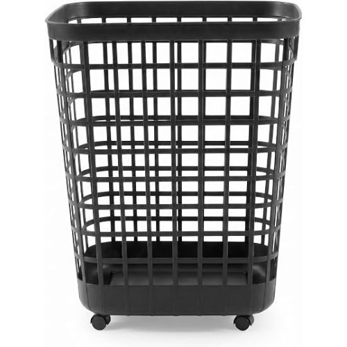 2.6 Bushel Rolling Laundry Hamper with Wheels Large Clothes Basket Black