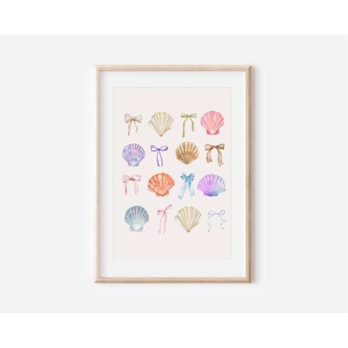 seashell decor for nursery seashell wall art bow digital print baby nursery decor ocean theme nursery decor oyster wall art ocean decor girl