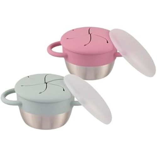 Elk and Friends Kids/Toddler Stainless Steel Snack Cups + Travel Lids | 2pk