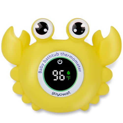 Baby Bath Thermometer Crab Toy - Digital Floating Water Thermometer with LED Display & Color Alerts for Infants, Cute Bath Tub Sensor & Safe Bath Time Essential Toy