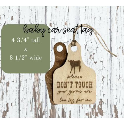 Cow Car Seat Germ Tag: Farm Nursery Stroller Tag