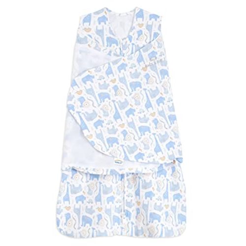 HALO 100% Cotton Sleepsack Swaddle, 3-Way Adjustable Wearable Blanket, TOG 1.5, Floppy Friends, Newborn, 0-3 Months