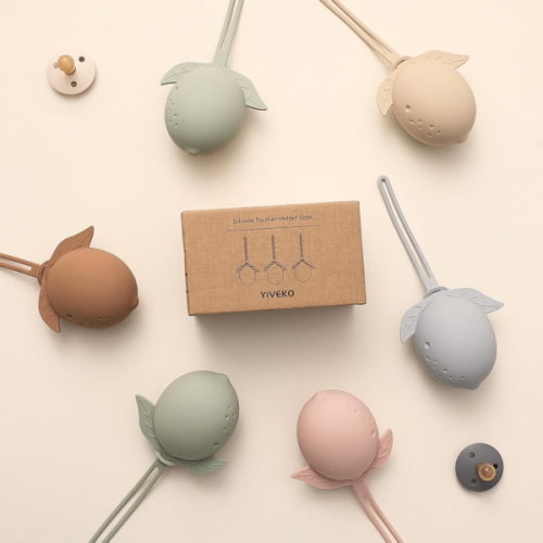 Silicone Pacifier Holder Case Binky Holder Baby Pacifier Case for Boys Girls Portable Silicone Paci Storage Pouch for Newborns 3 Pack-Ivory+Sage+Brown