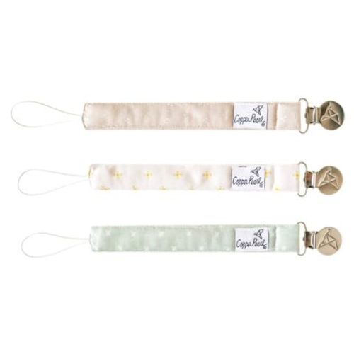 Copper Pearl 3-Pack Pacifier Holders: Premium Knit Binky Clips for Baby Girls and Boys - Stylish Stainless Steel Design for Secure No-Drop Attachment