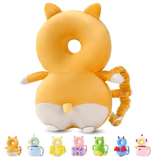 JunNeng Baby Head Protector Backpack, Toddler Walking Fall Head Protection, Orange Cogri