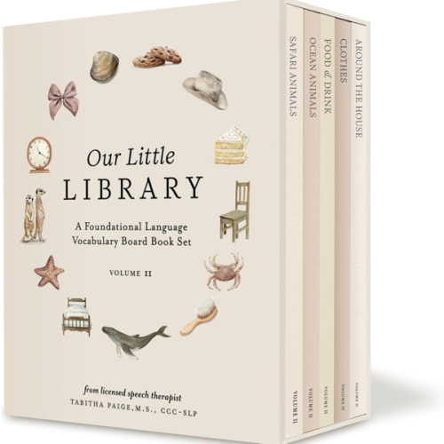 Our Little Library Vol. 2: First 100 Words Board Book Box Set, including Ocean Animals, Safari Animals, Food and Drink, Clothes, and Around the House (Tabitha Paige Children's Book Series)