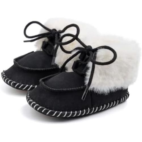 Sawimlgy Infant Baby Boys Girls Plush Winter Snow Boots Cowboy Tassels Bowknot Ankle Side Zipper Soft Sole Boots Toddler Newborn Warm First Walker Crib Outdoor Shoes