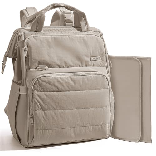 BELALIFE Backpack Diaper Bag with Changing Pad, Baby Care Organizer | Diaper backpack for Moms and Dads, with insulated bottle pockets and stroller straps for baby travel essentials, Khaki