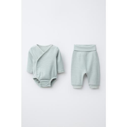 STRIPED SAORUEL BODYSUIT AND PANTS SET - Greenish | ZARA United States