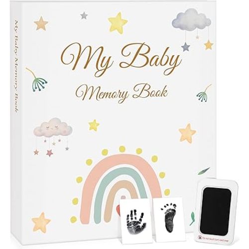 Baby Memory Book Keepsake for Boy Girl – LARGE-SIZED Book 11.5" x 13" Pregnancy Journal for First Time Moms – Timeless First 5 Year Baby Book – Mom To Be Gift Neutral Journal Scrapbook Photo Album