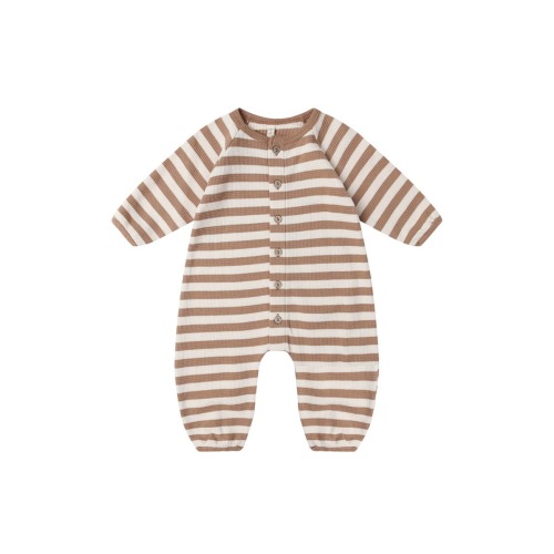 Quincy Mae- Stripe Waffle Knit Organic Cotton Romper