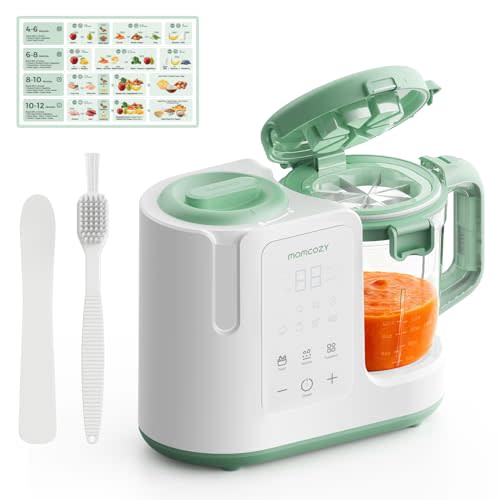 Momcozy AutoMeal Baby Food Maker  One-Step Auto Steam & Blend Food Processor, 15oz Large Cup & 6-Blade Design, Self-Cleaning, Auto 3-Stage Texture Settings for Effortless Homemade Baby Puree