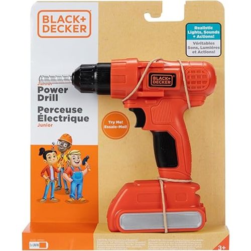 Black+Decker Jr. Electronic Power Drill, Boys, Kids Pretend Play Tool with Realistic Sound & Action!