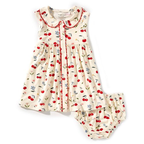 Angel Dear Baby Girls Watercolor Cherries Sleeveless Dress