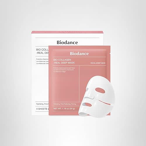 BIODANCE Bio-Collagen Real Deep Mask, Hydrating Overnight Hydrogel Mask, Pore Minimizing, Elasticity, Plumping Improvement, Korean Skin Care, Valentines Day Gifts for Her | 1.19oz(34g) x 4ea