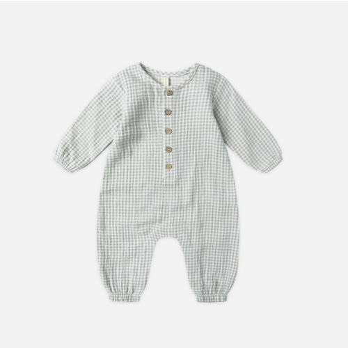 Woven Jumpsuit || Blue Gingham – Quincy Mae