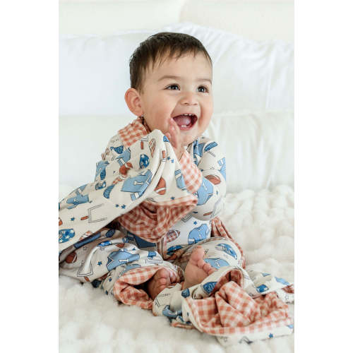 Double-Sided Bamboo Blanket | Huddles & Cuddles Blue