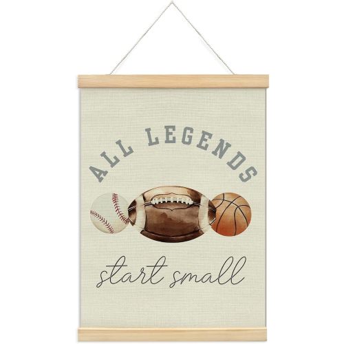 KDHTY Sports Bedroom Decor for boys Room Decor,All Legends Start Small Sports Nursery Art,Sports Wall Decor Baseball Kids Wall Art Poster for Nursery Playroom Artwork Home Decorations,12x16inch