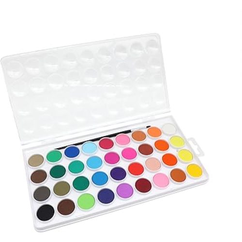 Artist's Loft 36 Color Watercolor Pan Set with Natural Hair Brush Necessities - Watercolor Set for Students, Teachers, Artists - 1 Pack