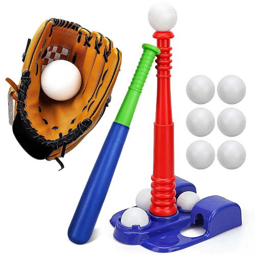 Toy Life, T Ball Set for Kids 3-8, Includes Bat Tee Glove 6 Balls