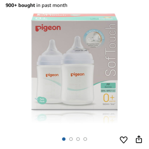 Pigeon SofTouch 3 Baby Bottle for 0+ Months Babies, BPA & BPS-Free, 160ml, PP, Twin Pack : Amazon.com.au: Baby