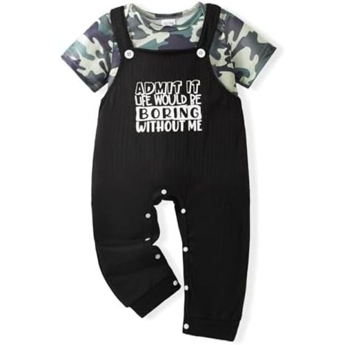 NZRVAWS Newborn Baby Boy Clothes Outfits Infant Stripe Animal Romper Cute Denim Jeans Jumpsuit Overalls 0-18 Months