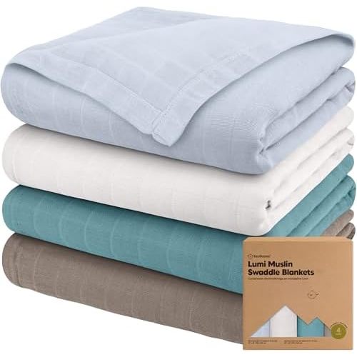 4-Pack Muslin Swaddle Blankets for Boys, Girls, Newborn Swaddles (Nimbus)