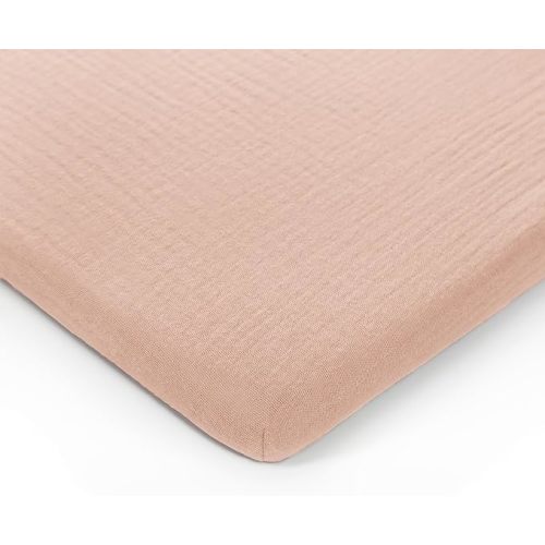 Comfy Cubs Muslin Bassinet Sheet - 100% Soft Cotton Fabric, Breathable & Gentle for Baby’s Sensitive Skin - Universal Fit with Secure Elastic Edging, Gift-Ready Packaging - Blush