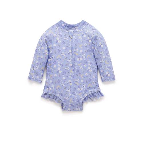 Blue Long Sleeve Swimsuit Blue Daisy - Baby & Kids Swimwear - Purebaby - Purebaby
