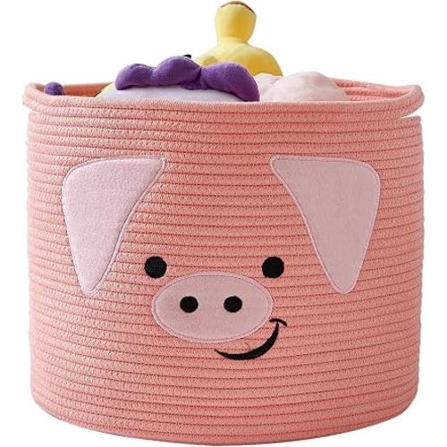 OMERAI Animal Shaped Woven Rope Cotton Storage Basket with Handles