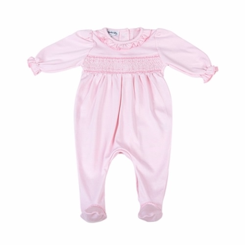 Magnolia Baby Girls Pink Smocked Ruffle Footie